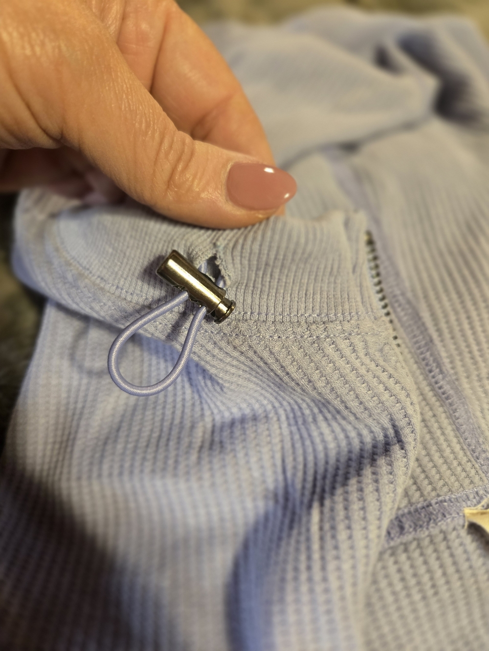 BiBi Light Lavender Half-Zip Ribbed Hoodie - Picture 3 of 4